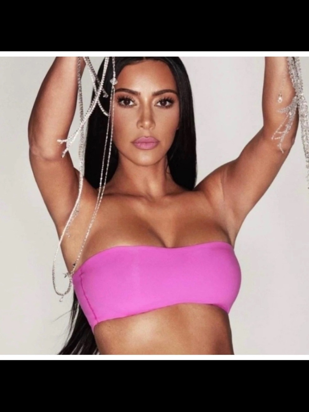 SKIMS new neon orchid Bikini Top bandeau string bikini Bottom medium 3 piece Set